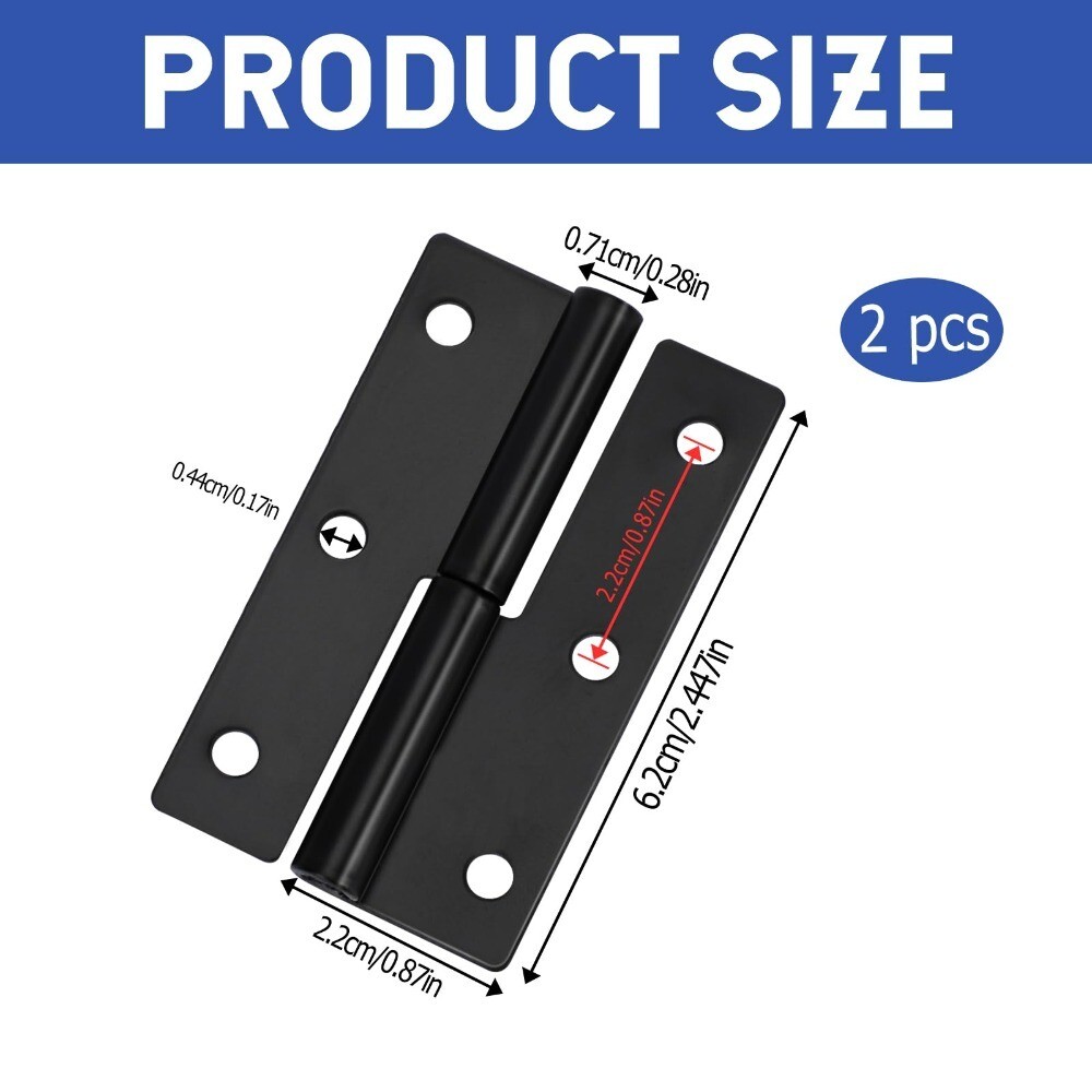 2Pcs Black Lift Off Hinge 2.5 Inch Slip Joint Flag Hinges Door eBay