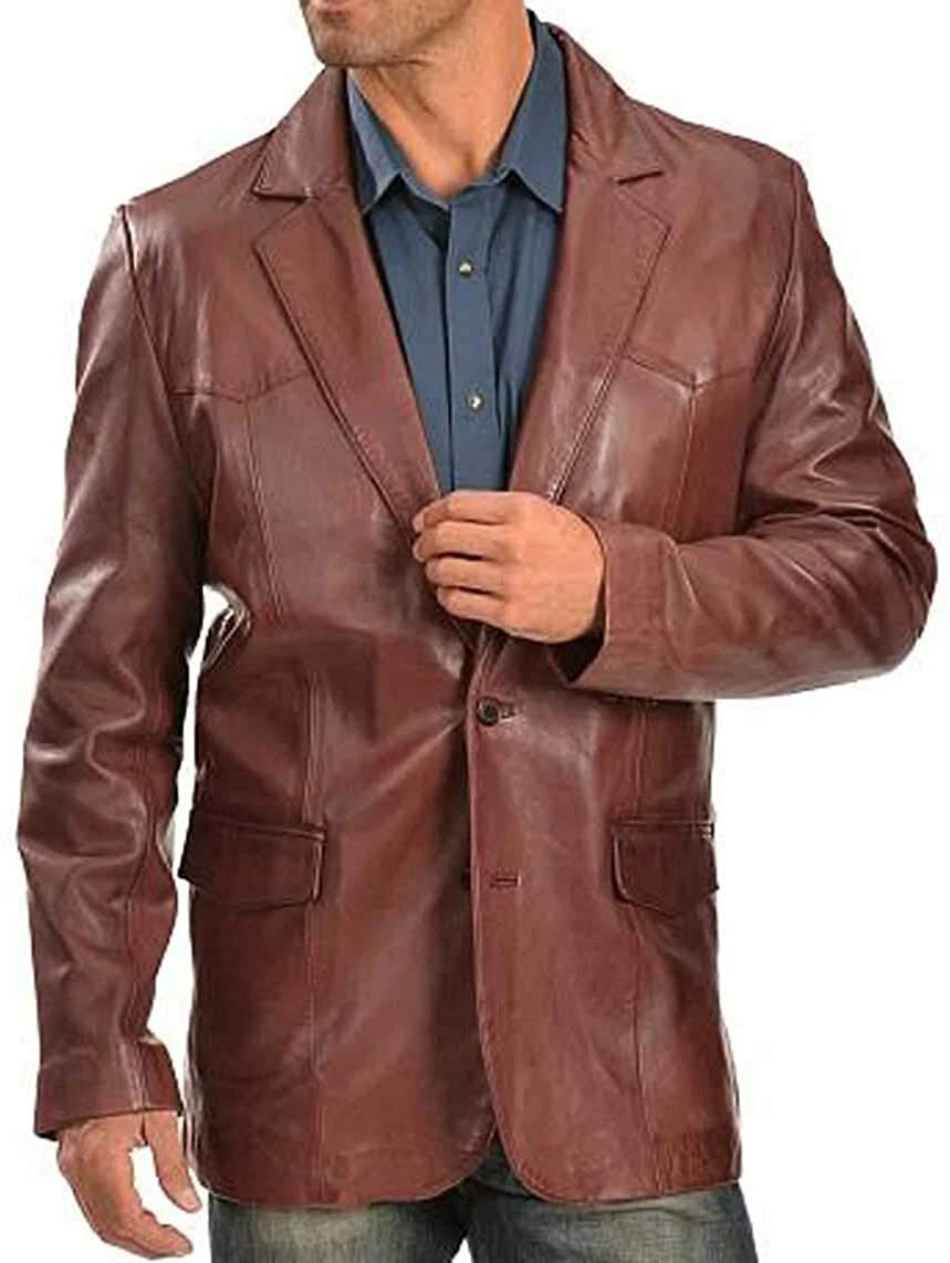 Men's lambskin top leather blazer