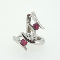 Damen MäDchen Scharnier Creolen Ohrringe Zirkonia Rosa Rubin Rot Echt Silber 925