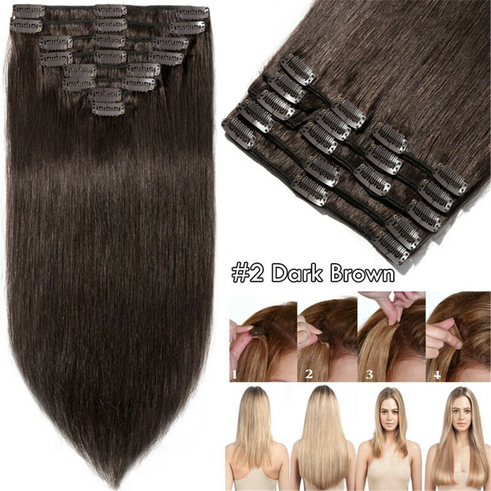 8 Шт 160 г очень толстый зажим в 100% реальный человеческих волос расширение полная голова смесь цвета - Изображение 3 из 4