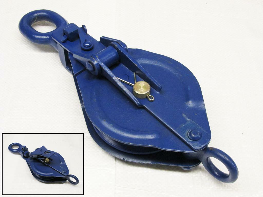 1.5 Ton 125MM Blue Painted Snatch Block With Swivel Eye - 1.5T 13MM Wire Rope