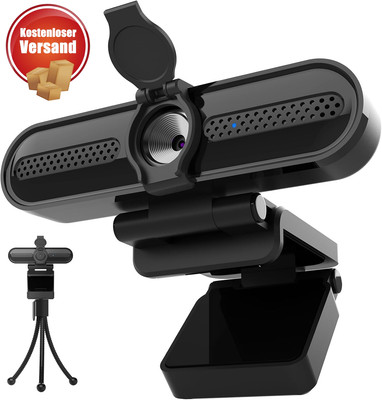 W4DS 2K Webcam, PC Webcam Mit Mikrofon, 2K/30FPS, 1080P/30Fps, 78°Sichtfeld, Aut