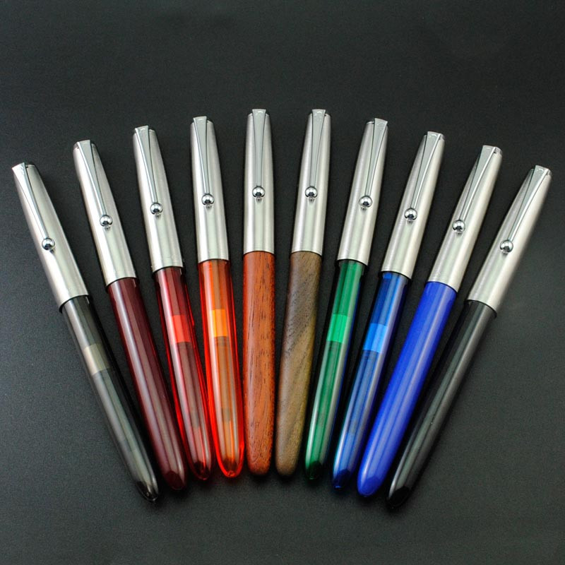 Jinhao 51A Acrylic/Wood Fountain Pen – Hooded Iridium Nib, Extra Fine 0.38/0.5mm, Multi-Color