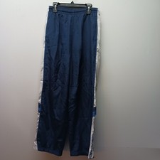 Reebok Track Pants Size L Navy Blue White Youth Kids Drawstring Mesh Lined