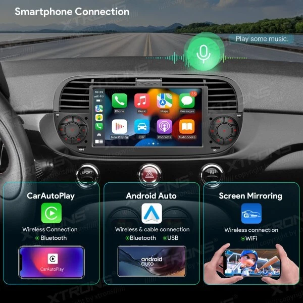 CAR TABLET NERO PER FIAT 500 AUTORADIO ANDROID OS  4G RAM + 64G ROM WI-FI GPS 7" - Imagen 3 de 4