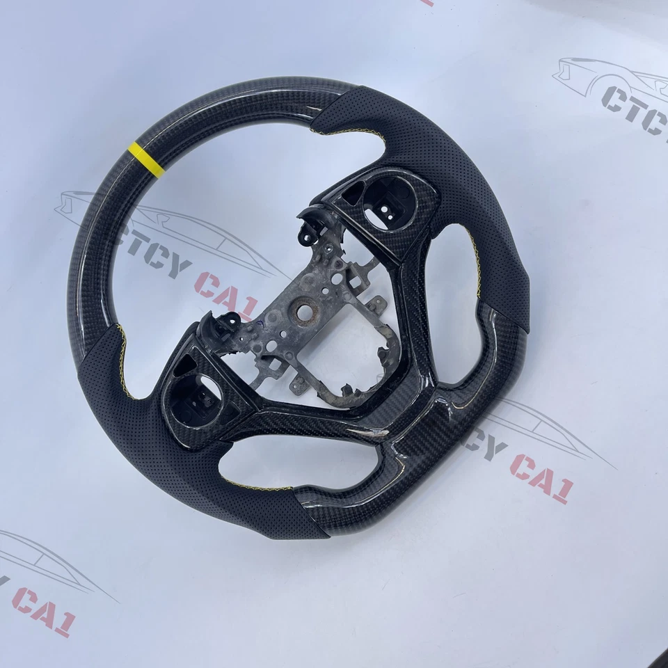 Volante de fibra de carbono personalizado para Honda CR-V 2012-2017 cuero perforado Foto 3 de 4