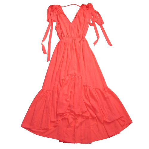 NWT Black Halo Sachi in Neon Melon Textured Crepe High Low Midi Dress XS - 第 1/8 張圖片