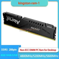 Fury Beast Ram DDR5 8 GB/16 GB/32 GB 4800 5200 5600 MHz DIMM 288Pin for Desktop