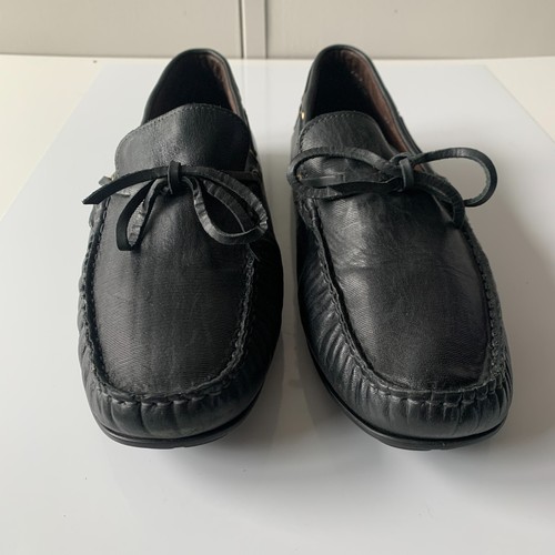 BACCO BUCCI Muse Black Leather Bow Loafers Driver Shoes Men's Sz 11 Made ITALY - Picture 7 of 11