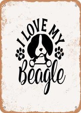 METAL SIGN - I Love My Beagle - Vintage Look