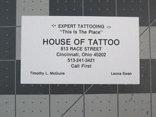 vtg Tattoo business card- House of Tattoo Cincinnati Timothy McGuire