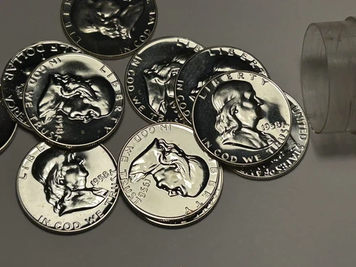 1958 PROOF FRANKLIN HALF DOLLAR ROLL / 20 COINS / SHARP ROLL