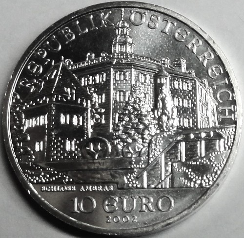 Österreich 10 Euro 2002 Silber-925 SCHLOSS AMBRAS PP+Kapsel