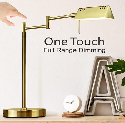 O'Bright LED Table Lamp, Full Range Dimming, 12W LED, Antique Brass - New