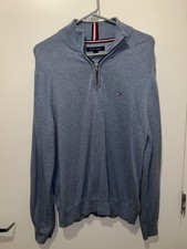 Tommy Hilfiger Men's Signature Solid Light Blue Quarter-Zip Sweater Size Medium