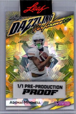 Adonai Mitchell Leaf Football 1/1 Pre Production Proof