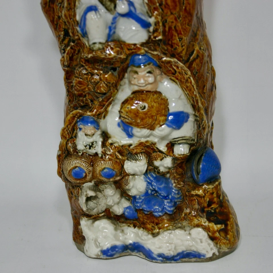 Edo period Hirado ware Relief carving of Daikoku and Ebisu rare - Image 2 of 4
