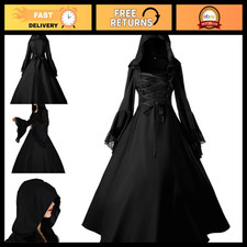 Gothic Victorian Witch Dress - Medieval Renaissance Halloween Cosplay Costume wi