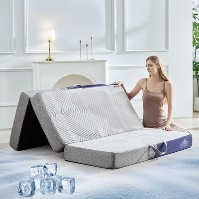 Cooling 6'' Memory Foam Trifold Mattress for Travel, Camping, and Guests - Twin