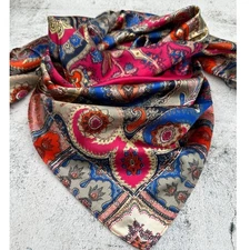 Faceted Pink and Blue Western Southwestern Wild Rag Scarf Accent