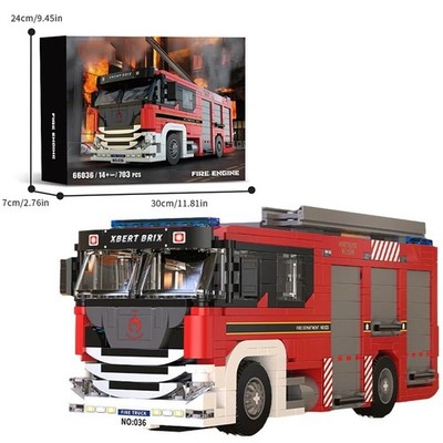 Feuerwehrauto Bausteine Stadttechnik Rettungsfahrzeug Modellbausteine 704 Teile