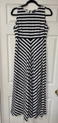 Escada Margaretha Ley Striped Sleeveless Maxi Dress White & Black Vintage Sz 38
