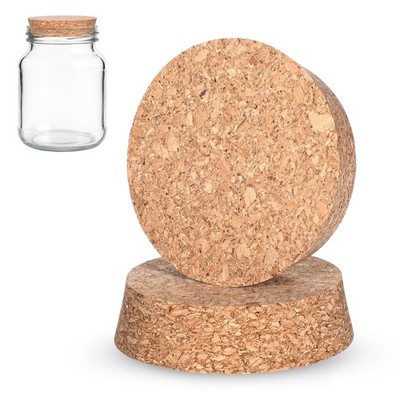 2Pcs Cork Bottle Stoppers, 3 x 2.76 x 0.78 Inch