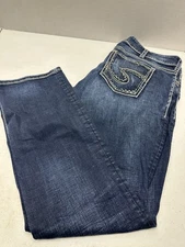 Silver Jeans Co Suki Mid Straight Jeans Dark Wash Size 16 Inseam 32"
