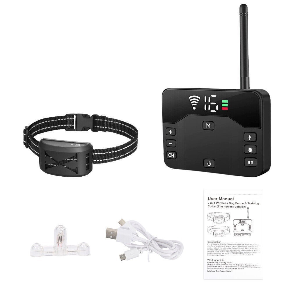 Wireless Dog Fence For 1/2/3 Dogs Pet Containment System Electric Shock Collar