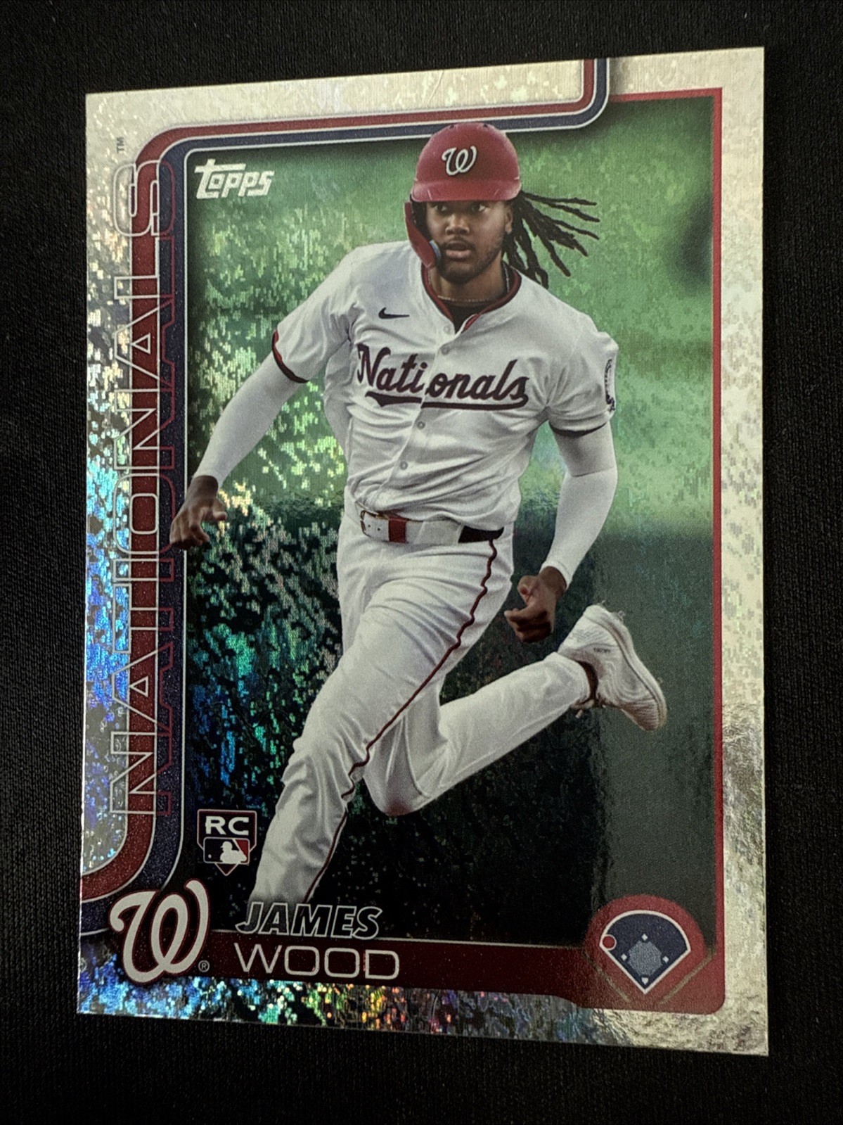 2025 Topps James Wood Silver Crackle Foilboard Rookie RC #181 Nationals