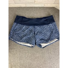 LULULEMON SHORTS 4 Womens Run Times Navy White Lined Athletic 3.5 Inseam