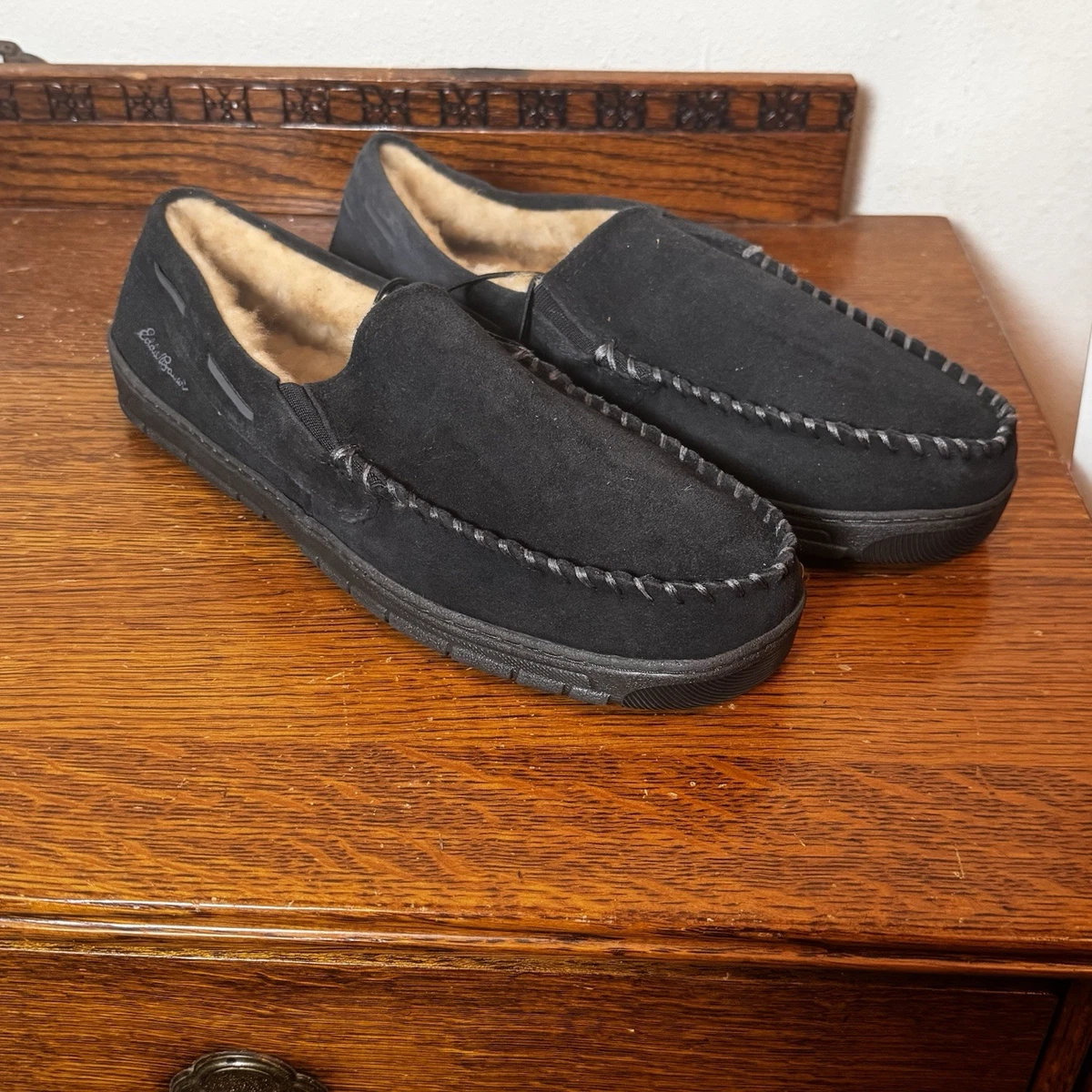 Eddie Bauer Mens Suede Moccasin Slippers Faux Fur Lining Size 13 XXL House Shoes Eddie Bauer Moccasin Suede Slippers for Men for sale | eBay main image 3