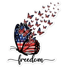 Freedom Butterfly USA Flag - Vinyl Decal Sticker - Car Window Laptop - ebn8815
