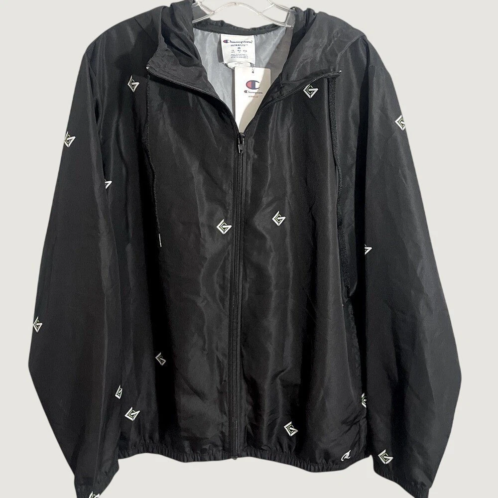 Champion UltraFuse Hooded Windbreaker Jacket Mens Medium Black GLADD Logo NWT - product detail image 1
