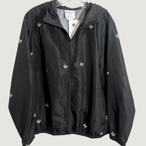 Champion UltraFuse Hooded Windbreaker Jacket Mens Medium Black GLADD Logo NWT video thumbnail