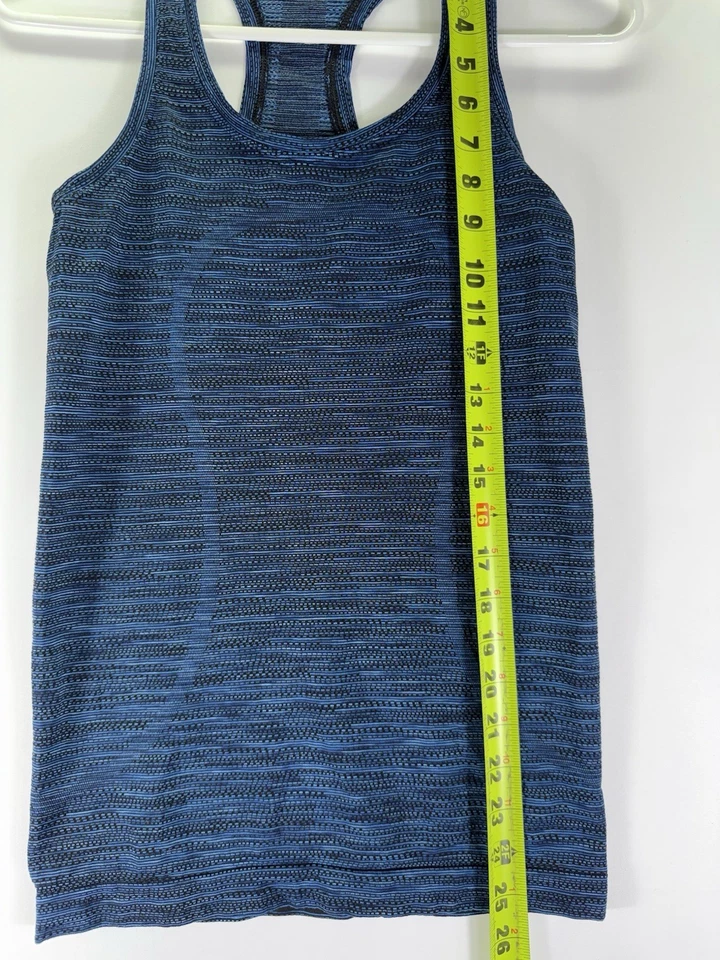 Lululemon Mujer Azul/Negro Mini Raya Swiftly Tech Racerback (talla 4) Foto 3 de 4
