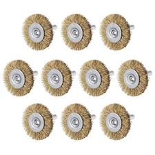 10Pcs 1-1/2Inch Wire Wheel Brush Copper Plated Crimped Steel 1/4-Inch Shank