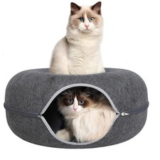 FAMPAWS Large 24 Inch Peekaboo Cat Cave for Multiple  Large Cat Dark Grey H