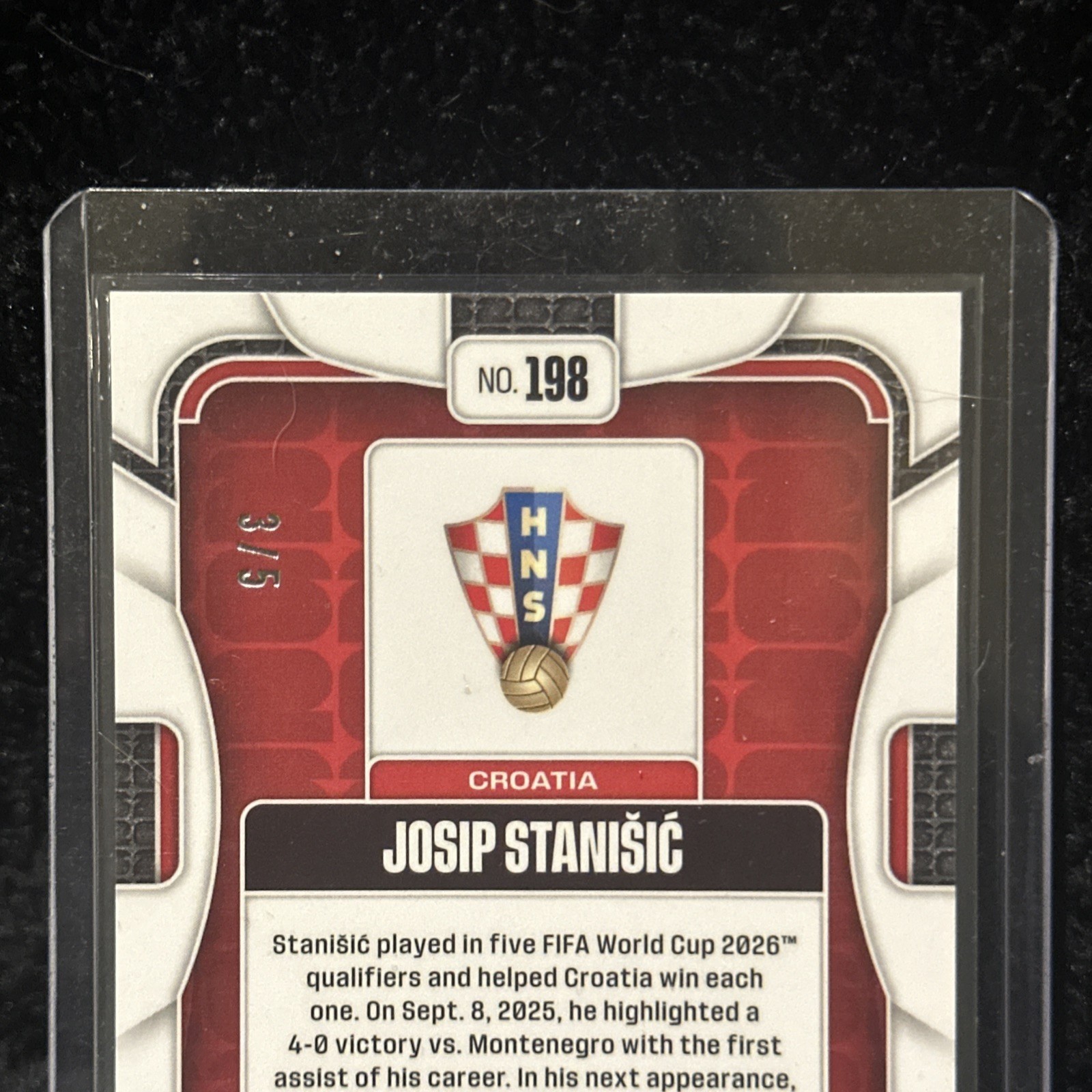 2026 Prizm FIFA World Cup 1st Off Josip Stanišić Croatia #198 Gold Shimmer 3/5 view 9