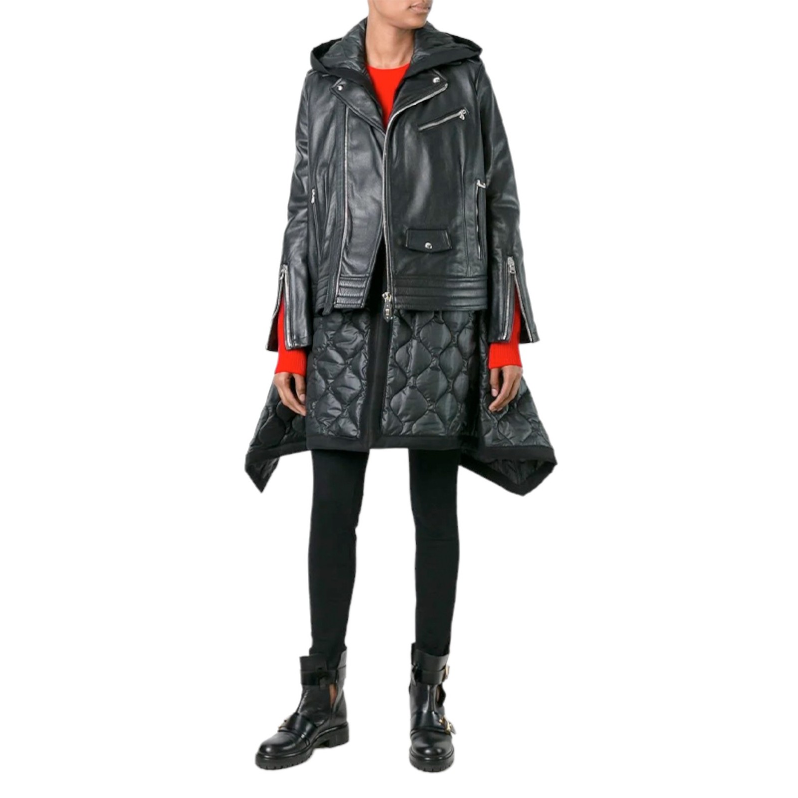 DIESEL BLACK GOLD LANCRET Womens Leather Jacket Size 10 Full Zipped Hooded Coat image 2