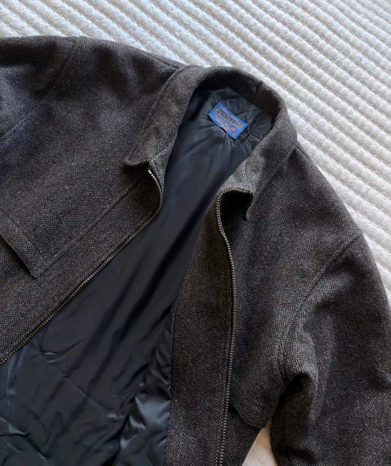 Pendleton Jacket Mens Medium Wool Cape Coat Dark Brown Full Zip USA - Image 2 of 4