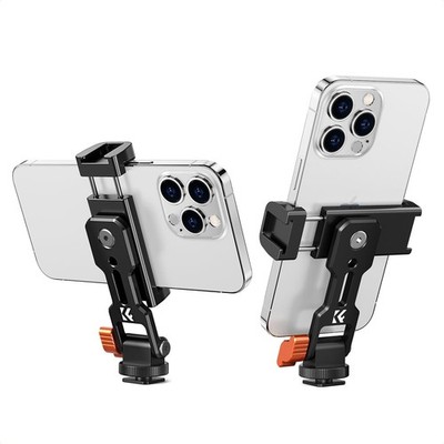K&F CONCEPT Metal Phone Tripod Mount Universal Smartphone Stand with 2 Cold Shoe