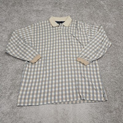 Greg Norman Collection Men's 1/4 Button Up Sweater Check Beige X-Large