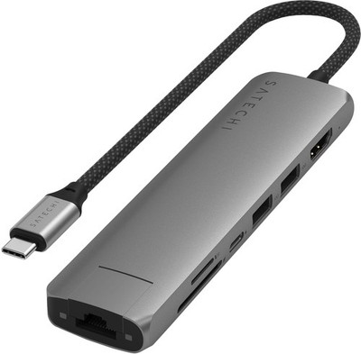 Satechi - 7-in-1 USB-C Slim Multiport Adapter w/ Ethernet, 4K HDMI, 60W USB-C...