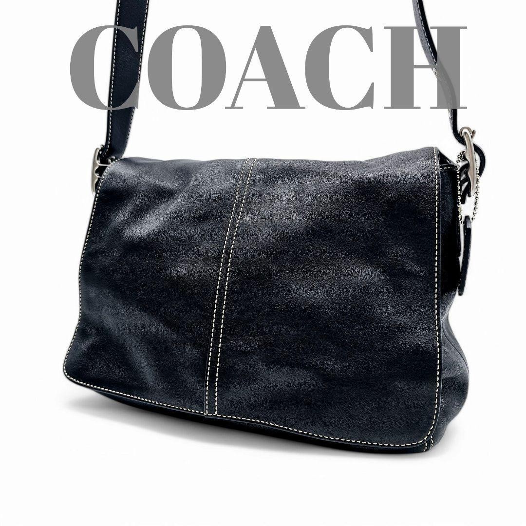 COACH Black Leather Shoulder Messenger Bag in Excellent Condition