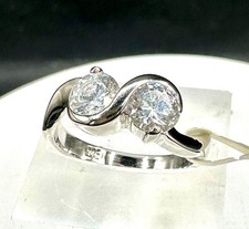 Double Solitaire Ring 925 Sterling Silver 1.3c Lab Created Stone Engagement Ring