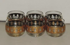 SIX (6) CULVER PIZA PISA 2.25" TALL COCKTAIL ROLY POLY GLASSES