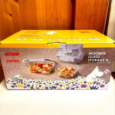 Pyrex Moomin Glass Storage Container Set of 4 500ml x 2 630ml x 2 NEW