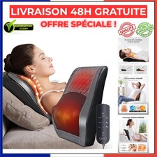 Boriwat Masseur Shiatsu 3D Dos et Cou Chauffant 4 Nœuds Télécommande Gris