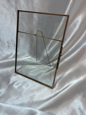 Brass & Glass 5 x 7  Vintage Clasp Floating Picture Frame MCM design